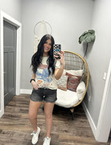 CHICAGO HIGH RISE BLACK WASHED DENIM SHORTS