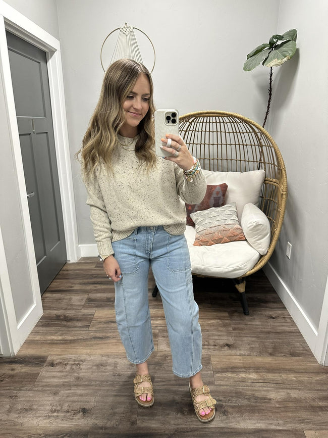 LIVI SPECKLED OATMEAL SWEATER TOP
