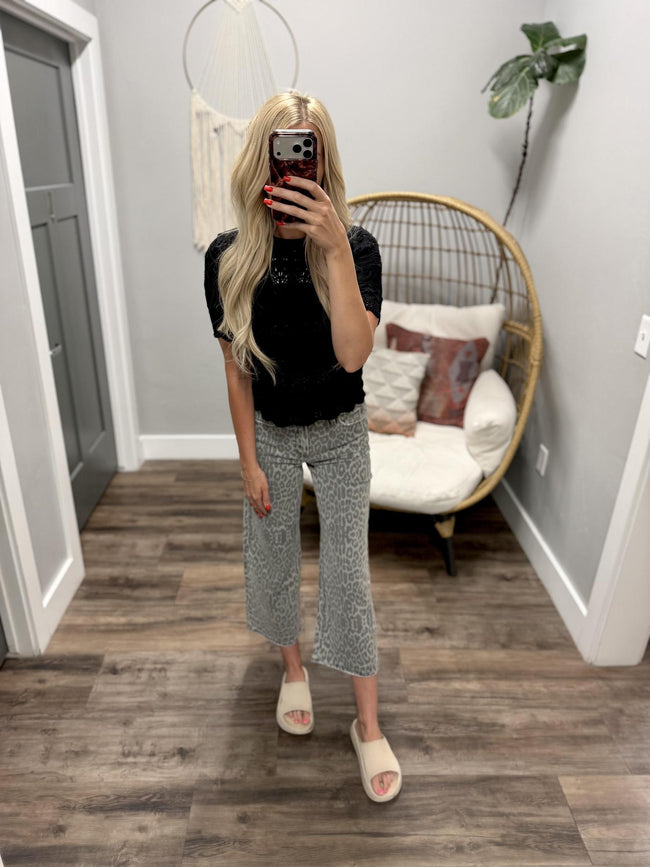 OLIVIA GREY LEOPARD DENIM JEANS