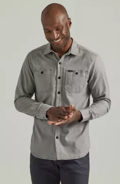 MENS LEE GRAY EXTREME MOTION WORKING WEST BUTTON UP