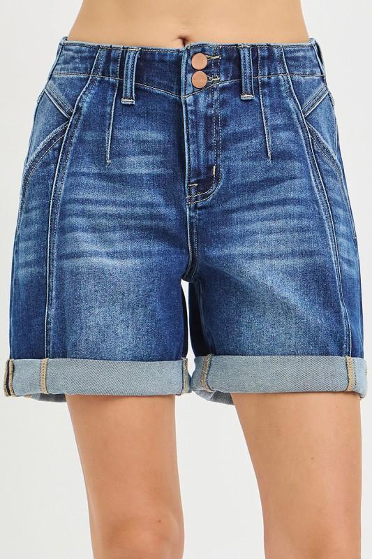 JENNIFER HIGH RISE SEAM CUFF DENIM SHORTS
