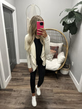 SO CHIC IVORY FLOWY MOTO JACKET