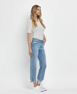 VICTORIA HIGH RISE STRETCH STRAIGHT DENIM JEANS