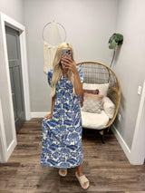 LOLA BLUE FLORAL MIDI DRESS