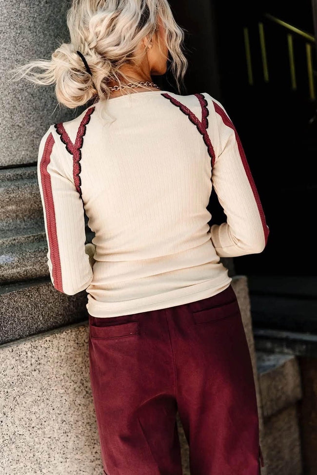 LACED IN LOVE LONG SLEEVE TOP WITH ROSE