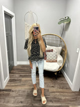 CAITLIN BLACK AND CREAM FLORAL BLOUSE