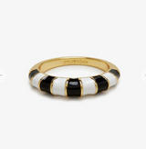 PURAVIDA STRIPED ENAMEL GOLD RING