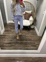 VANS FLORAL SWEET LAVENDER CHECKERED FAIRLANDS MOCK NECK PULLOVER