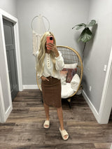 CARLI ESPRESSO KNEE LENGTH SKIRT