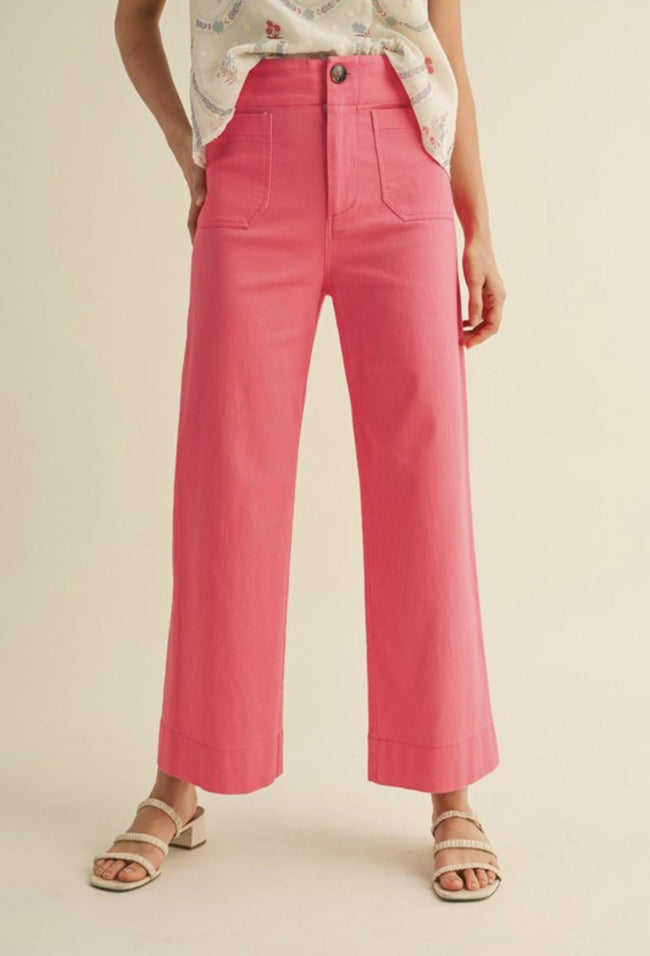 JENSYN PINK BERRY WIDE LEG POCKET JEANS