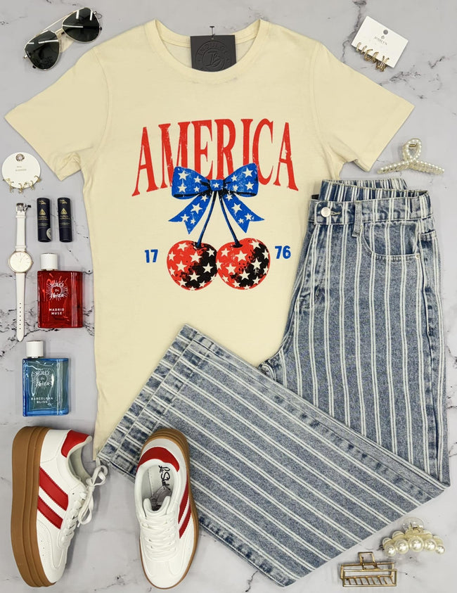 AMERICA CHERRY BOW GRAPHIC TEE