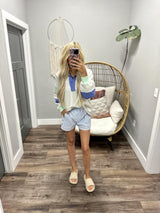 AUBREY HEATHER GREY MINT PERIWINKLE STRIPE FP DUPE SWEATSHIRTS