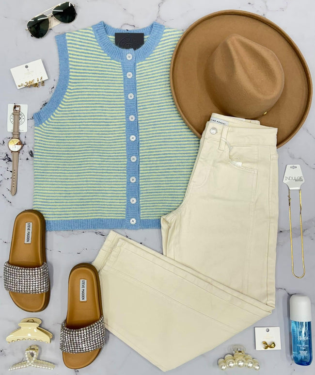 DARCY BLUE LEMON STRIPE SWEATER VEST
