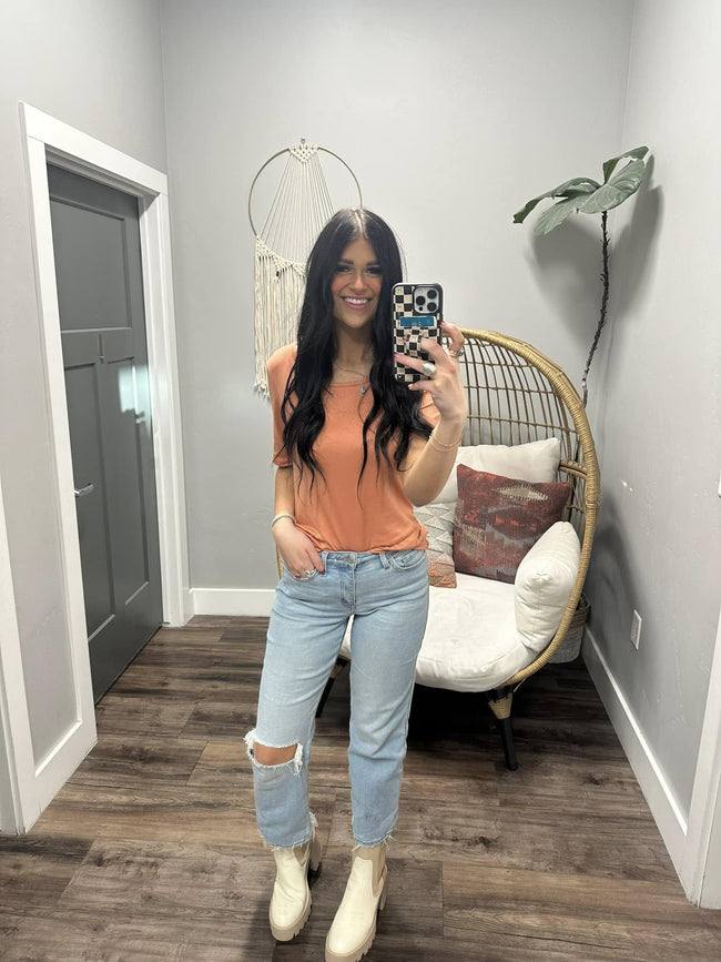 HALF SLEEVE PEACH SOFT BASIC TOP