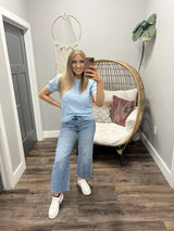 HARRISON LIGHT BLUE POLKA DOT SWEATER TOP