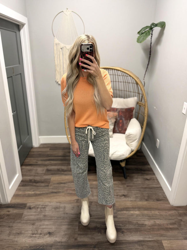 KATALINA ORANGE SHORT SLEEVE SWEATER TOP