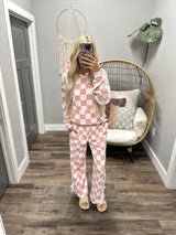 PINK AND POWERFUL WIDE LEG BOW SWEATPANTS