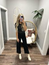ANISTON BLACK RHINESTONE BODYSUIT