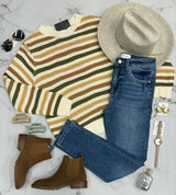 TANA FALL STRIPE KNIT SWEATER TOP