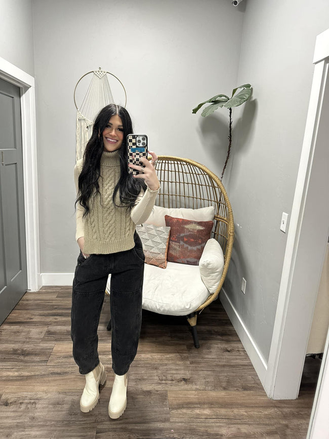 TENLEY TAUPE SIDE DETAIL SWEATER VEST