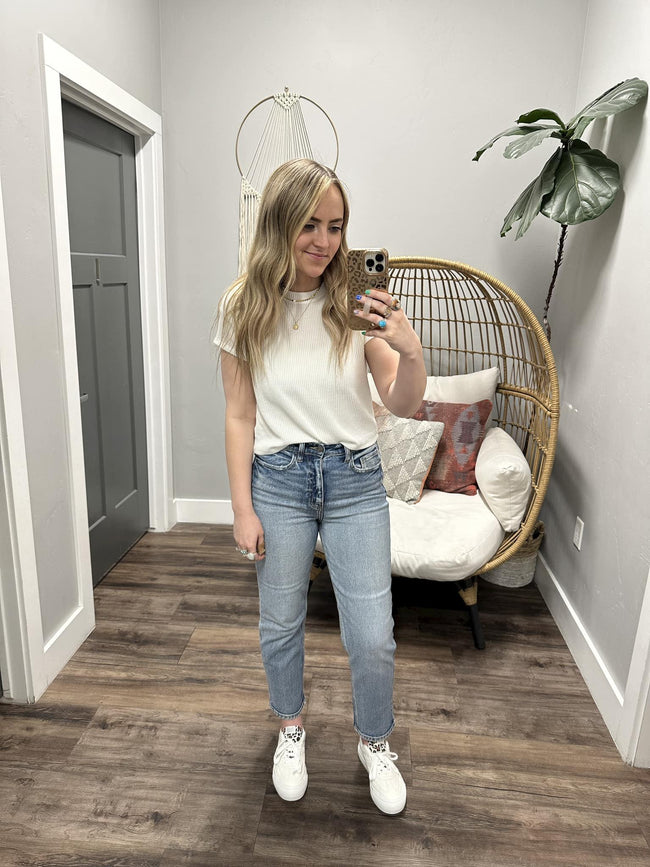 WHITE OUT OF THE BOX RIBBED TOP
