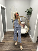 ALISSA DENIM PRINTED STRAIGHT LEG PANT