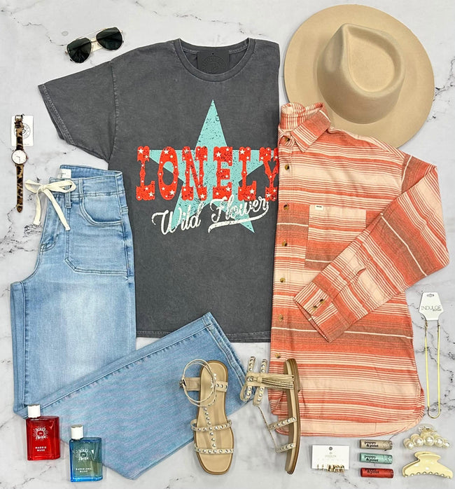 LONELY STAR CHARCOAL GRAPHIC TEE