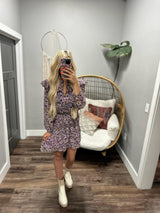 LIV SMOCKED FLORAL LONG SLEEVE DRESS