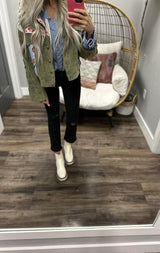 CHLOE OLIVE PATCH CORDED JACKET