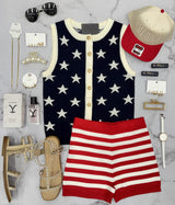 AMERICANA STAR BUTTON KNIT SWEATER VEST