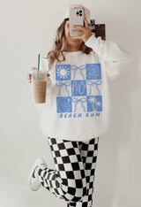 WHITE BEACH BUM CREW SWEATER