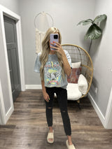 DENIM WASHED ROCK AND ROLL TEE