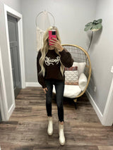 HOWDY CHOCOLATE KNIT SWEATER TOP