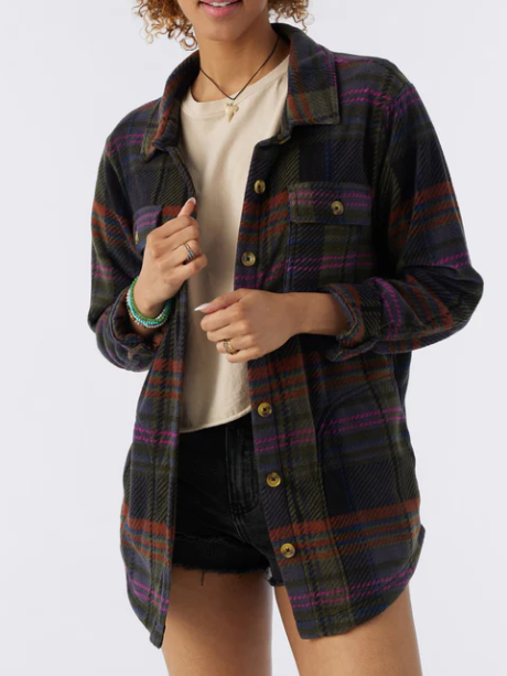 O'NEILL BLACK COLLINS OVERSIZED FLEECE FLANNEL