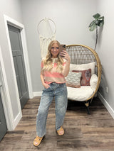 CICI CORAL SANDS STRIPE POLO TOP