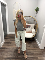 KARLA HEATHER GREY RAW EDGE BUTTON UP SHORT SLEEVE CARDIGAN TOP