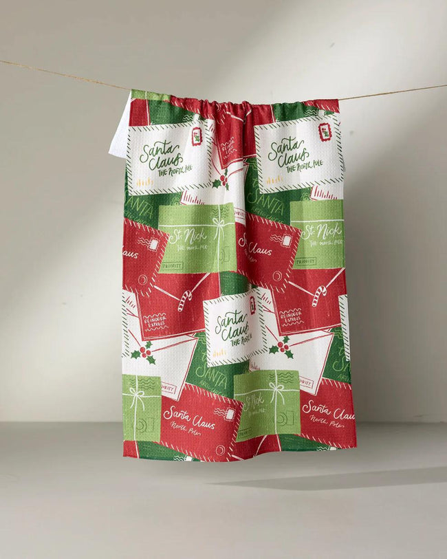 GEOMETRY CHRISTMAS LETTER PILE TEA TOWEL
