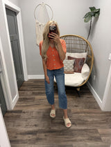 HARLEY ORANGE KNIT SHORT SLEEVE CARDIGAN TOP
