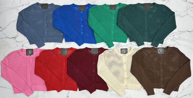 BLACK FRIDAY OPEN KNIT BUTTON FRONT CARDIGAN *FINAL SALE*