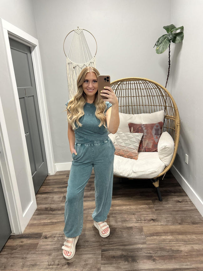 TAYLIE 2 PIECE TEAL WASHED SET