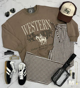 BROWN WESTERN GRAPHIC SWEATSHIRT