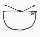 PURA VIDA SIMPLE PEARL BEAD SILVER CHARM BRACELET