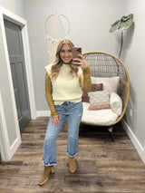 LISA MUSTARD LACE LONG SLEEVE MESH TOP