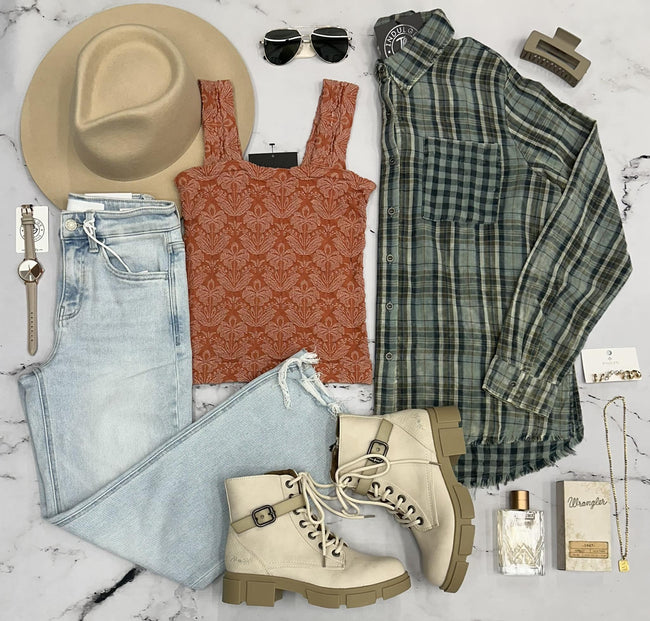 GISELE RUST TEXTURE TANK TOP