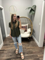 OLIVE SUE DOTTED DETAIL FLUTTER SLEEVE BLOUSE