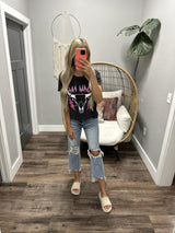 BLACK WASHED ROAM FREE GRAPHIC TEE