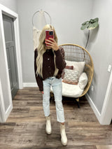 FAITH CHOCOLATE BROWN BUTTON UP SWEATER CARDIGAN TOP
