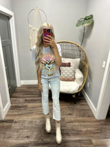 BLUE WASHED ROCK & ROLL GRAPHIC TEE