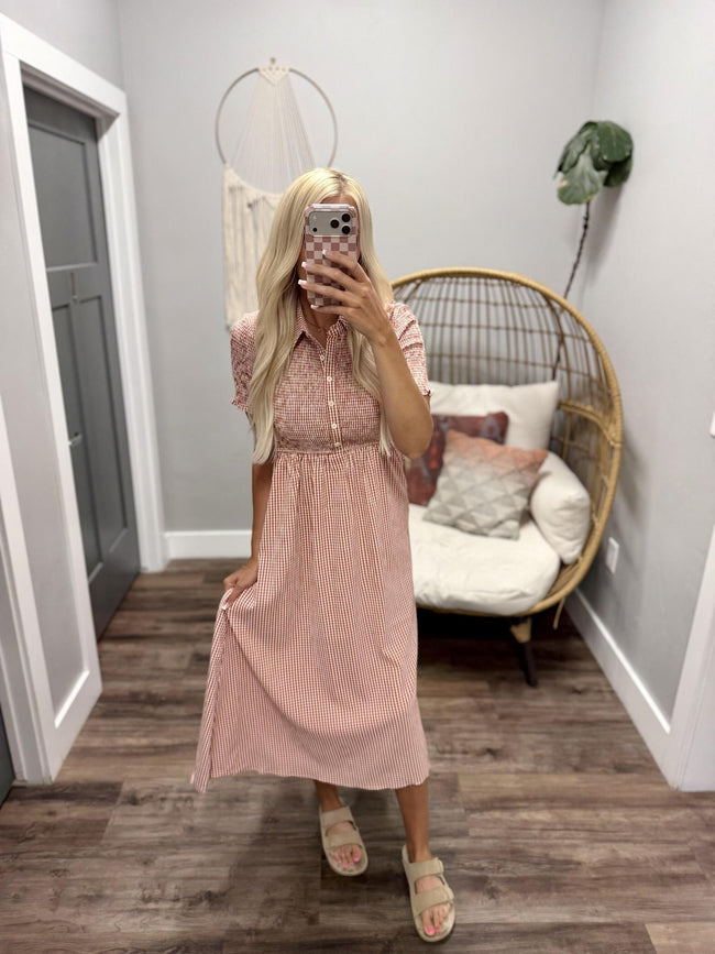 HAILEY GINGHAM PLAID SMOCKED DRESS
