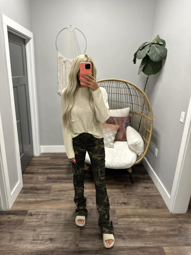 CAMDEN CREAM KNIT POCKET SWEATER TOP